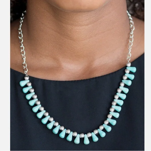 Extinct Species Blue Beaded Necklace and Earring Set - Picture 2 of 6